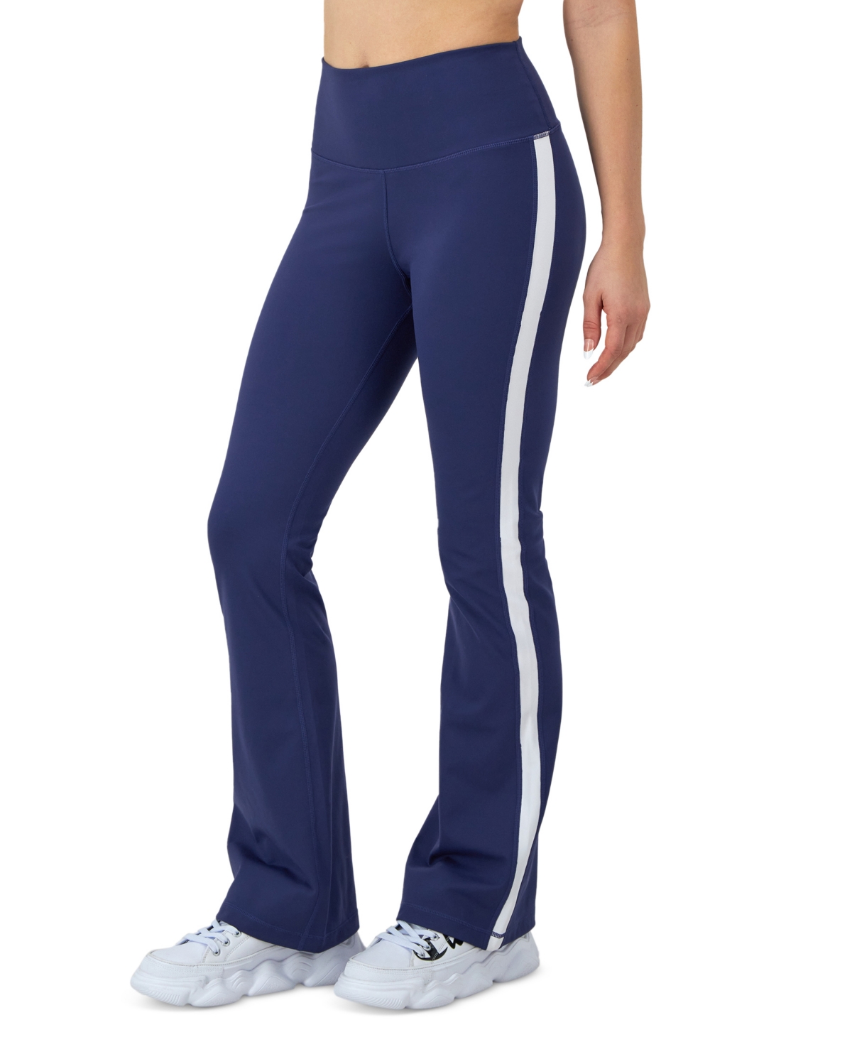 Shop Champion Women's Soft Touch Track Flare Pants In Blown Glass Blue,white