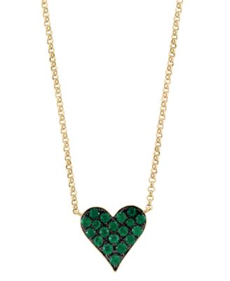 EFFY&reg; Emerald (3/8 ct. t.w.) Heart 18" Pendant Necklace in 14k Gold
