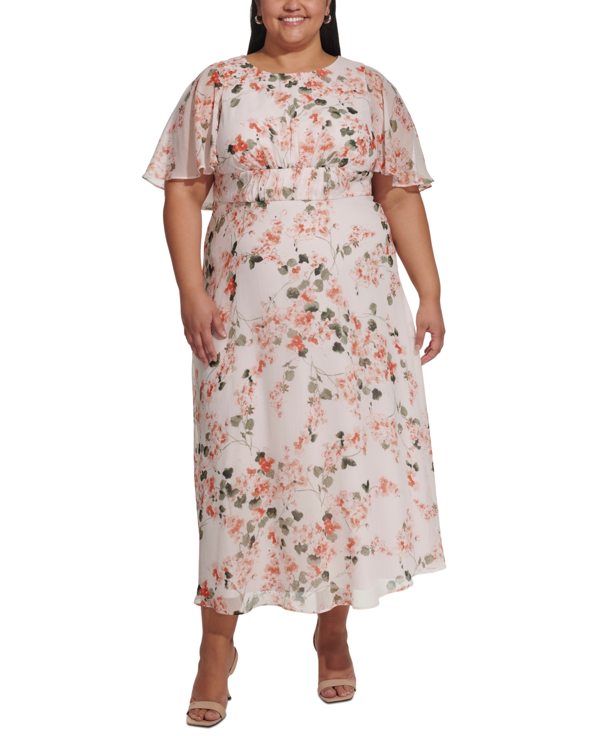 Plus Size Smocked-Waist Dress - Blush Multi