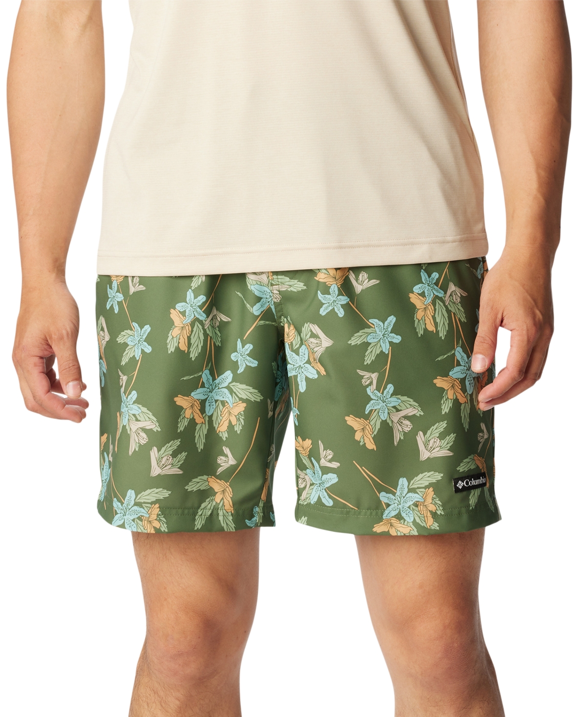Columbia Men's Summertide Stretch Printed Shorts In Canteen Tiger L