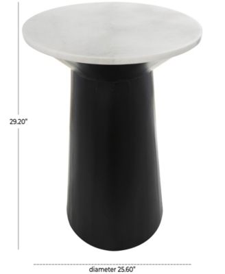 26" x 26" x 29" Marble Geometric Black Wooden Base Accent Table