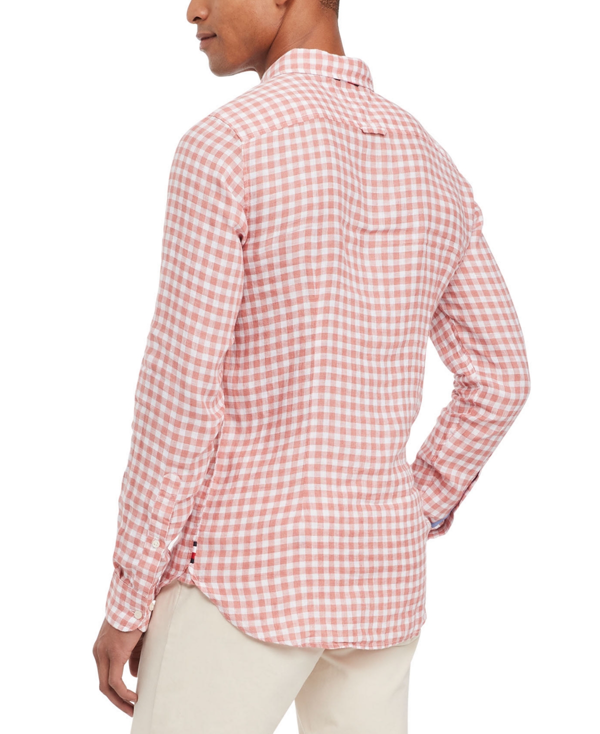 Tommy Hilfiger Men's Slim-Fit Gingham Check Button-Down Linen Shirt -/ Optic White