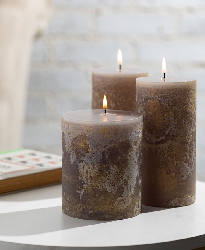 Vance Kitira Ritz Timber Pillar Candles Kit, Set of 3 Macy's