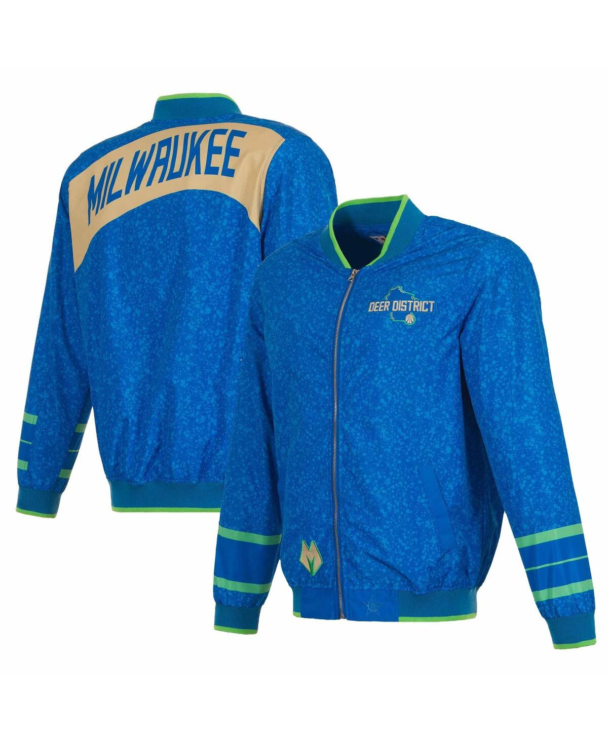 Men's Jh Design Blue Milwaukee Bucks 2023/24 City Edition Full-Zip Bomber Jacket - Blue