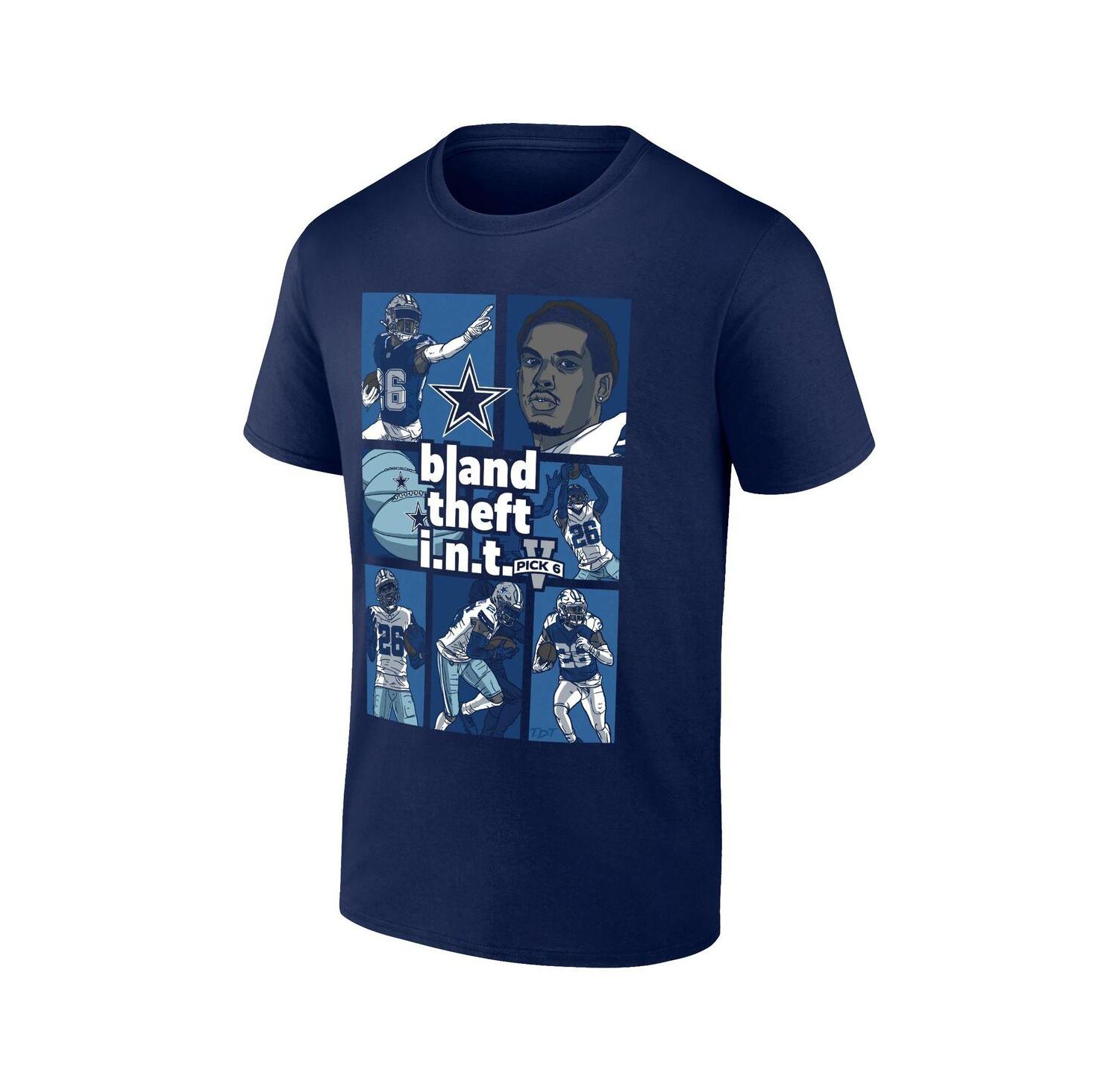 Men's DaRon Bland Navy Dallas Cowboys Pick Six T-shirt