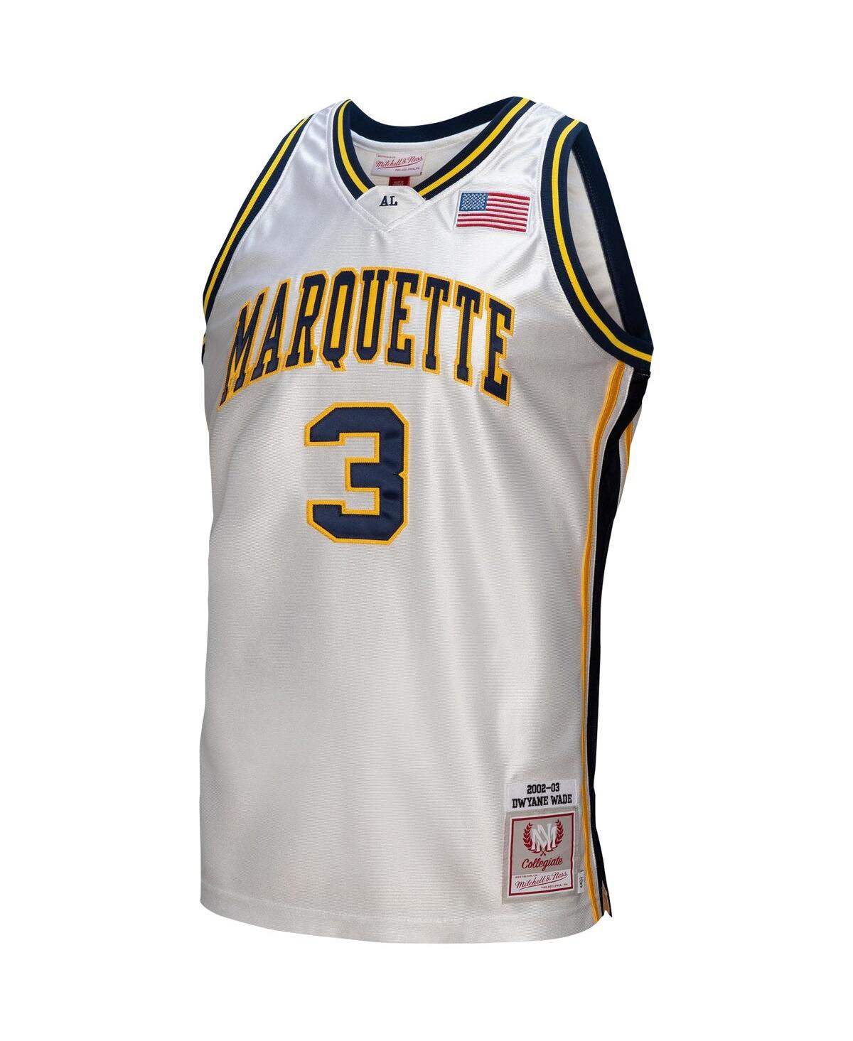 Men's Mitchell & Ness Dwyane WadeMarquette Golden Eagles College Vault 2002/03 Authentic Jersey - White