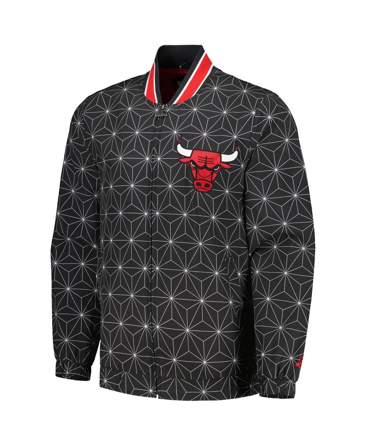 Starter Black Chicago Bulls In-field Play Fashion Satin Full-zip Varsity Jacket In Black
