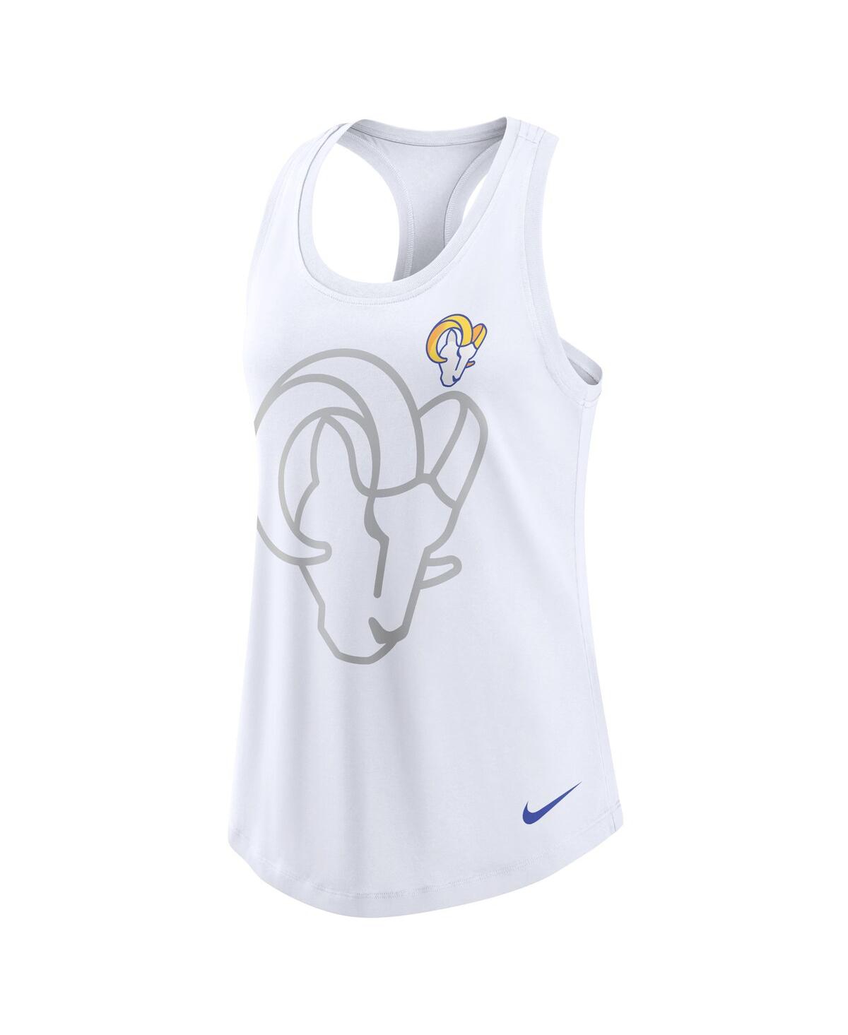 Shop Nike Women's  White Los Angeles Rams Tri-blend Scoop Neck Racerback Tank Top