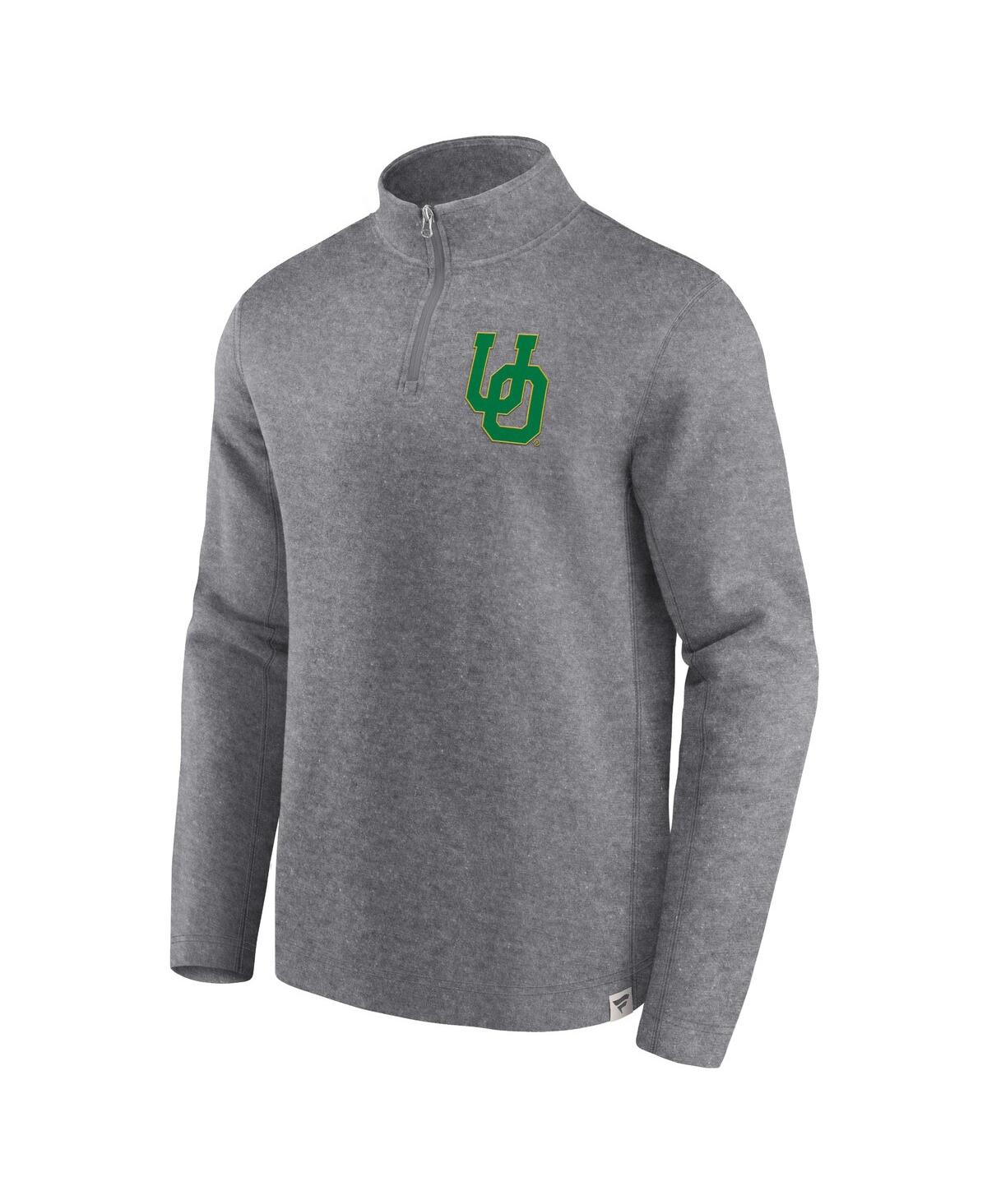 Men's FanaticsDistressed Oregon Ducks Vintage-Like Fleece Quarter-Zip Jacket - Heather Gray