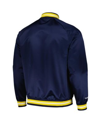 Men's Navy Indiana Pacers Hardwood Classics Throwback Wordmark Raglan Full-Snap Jacket