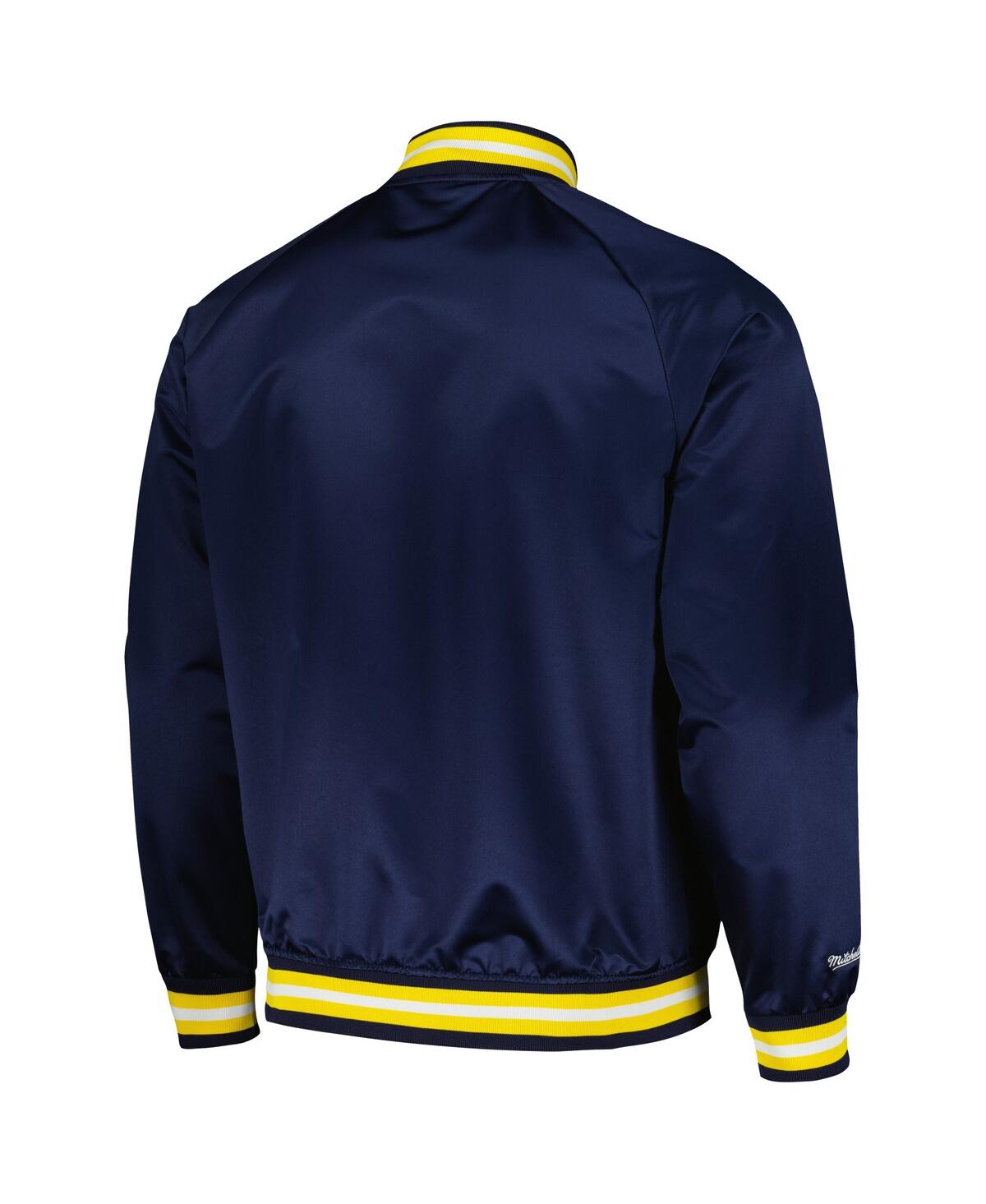 Men's Mitchell & NessIndiana Pacers Hardwood Classics Throwback Wordmark Raglan Full-Snap Jacket - Navy