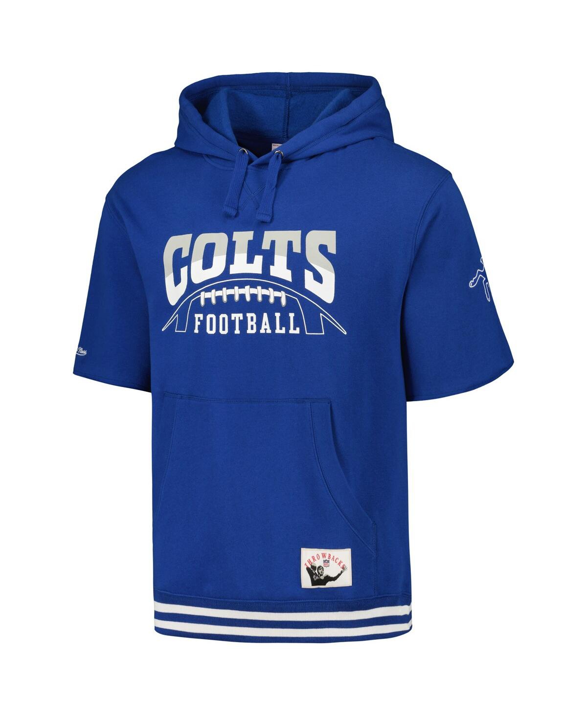Shop Mitchell & Ness Men's  Royal Indianapolis Colts Pre-game Short Sleeve Pullover Hoodie