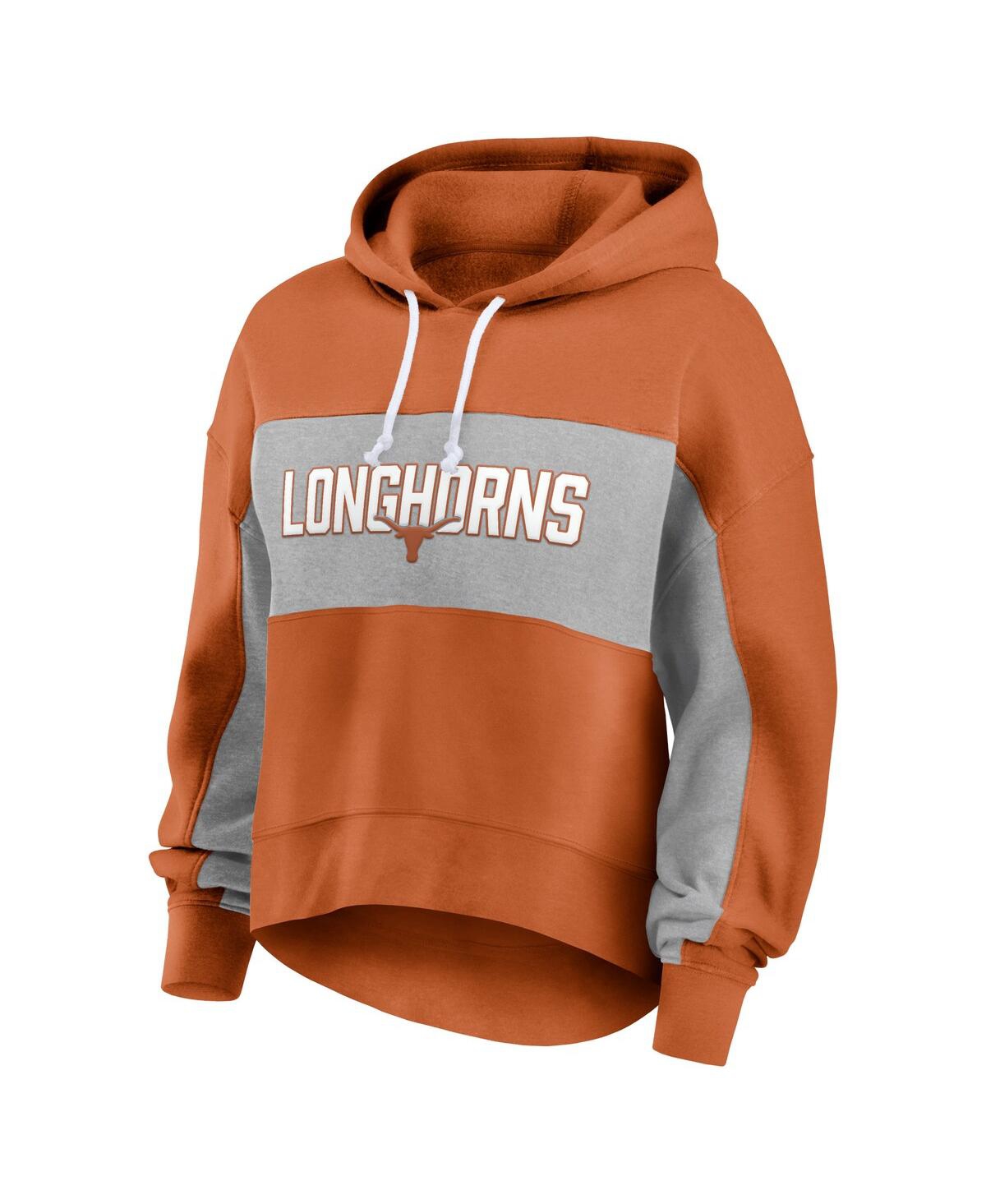 Shop Fanatics Women's  Texas Orange Texas Longhorns Filled Stat Sheet Pullover Hoodie