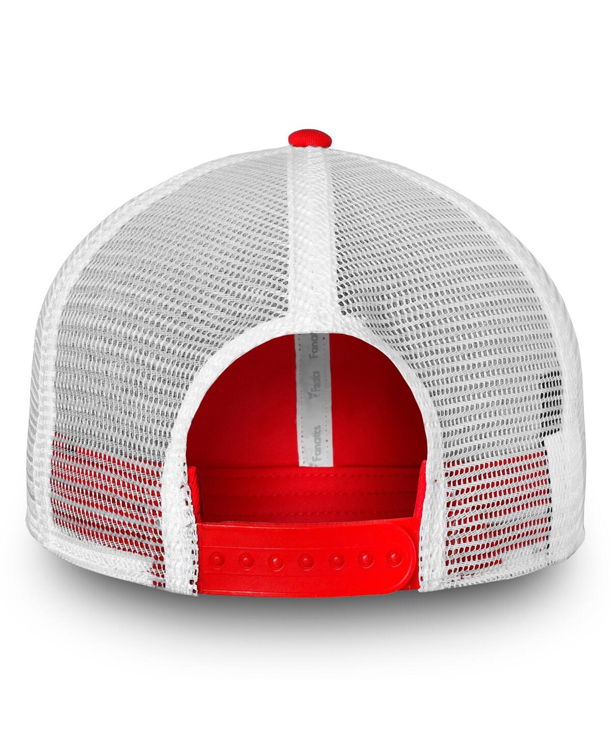 Fanatics Men's  Red, White Detroit Red Wings Slouch Core Primary Trucker Snapback Hat In Red