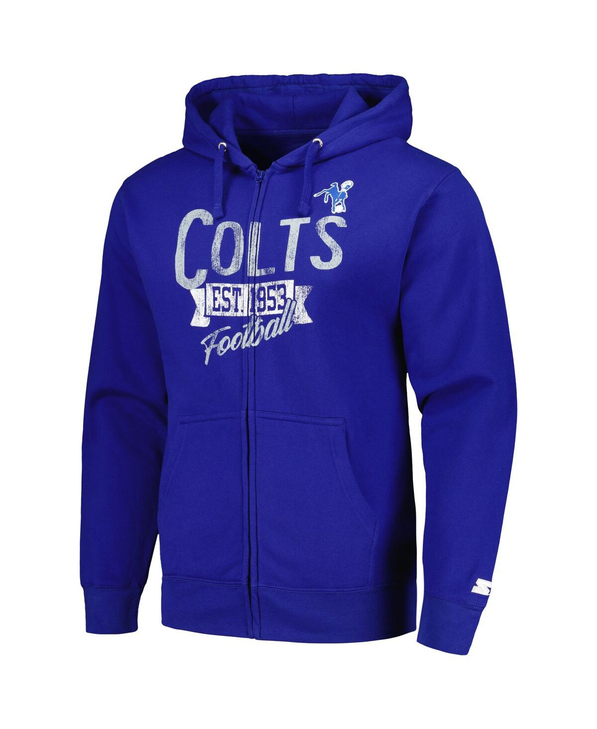 Starter Royal Indianapolis Colts Gridiron Classics Post Season Full-zip Hoodie In Royal