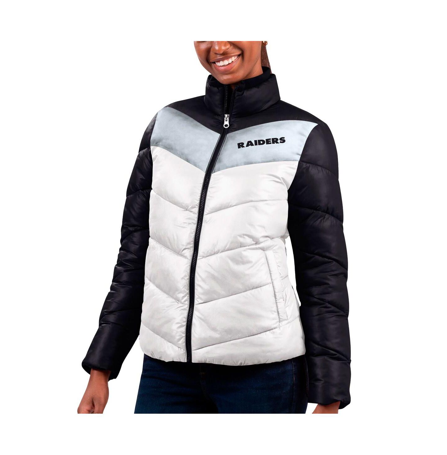 Женская куртка G-III 4Her by Carl Banks White, Black Las Vegas Raiders New Star Quilted Full-Zip — фото 1