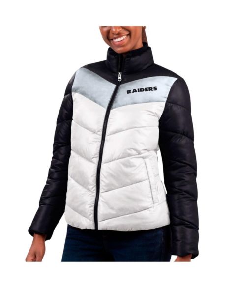 Женские куртки G-III 4Her by Carl Banks Women's White, Black Las Vegas Raiders New Star Quilted Full-Zip Jacket