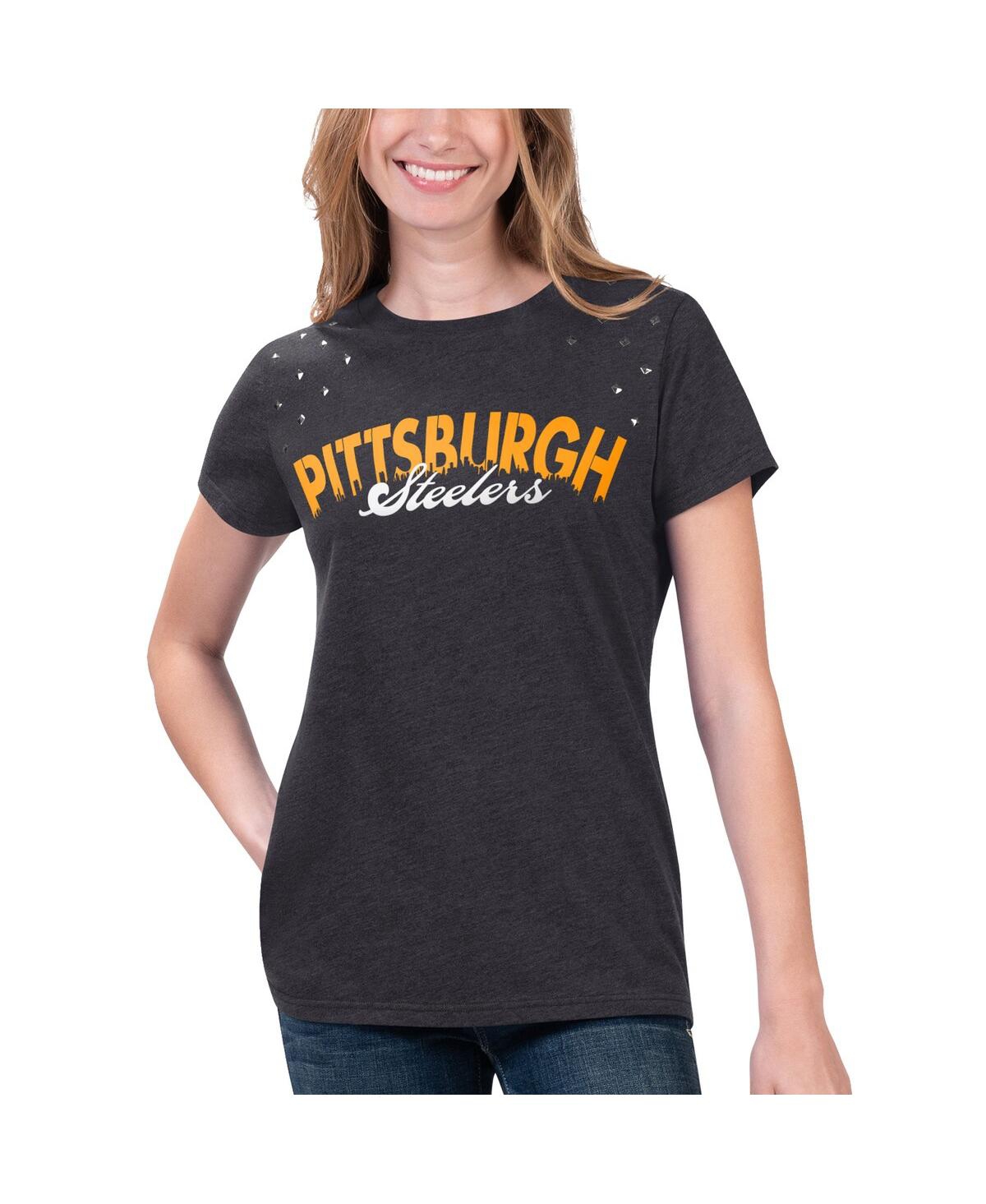 Women's G-iii 4Her by Carl Banks Heathered Black Pittsburgh Steelers Main Game T-shirt - Heathered Black