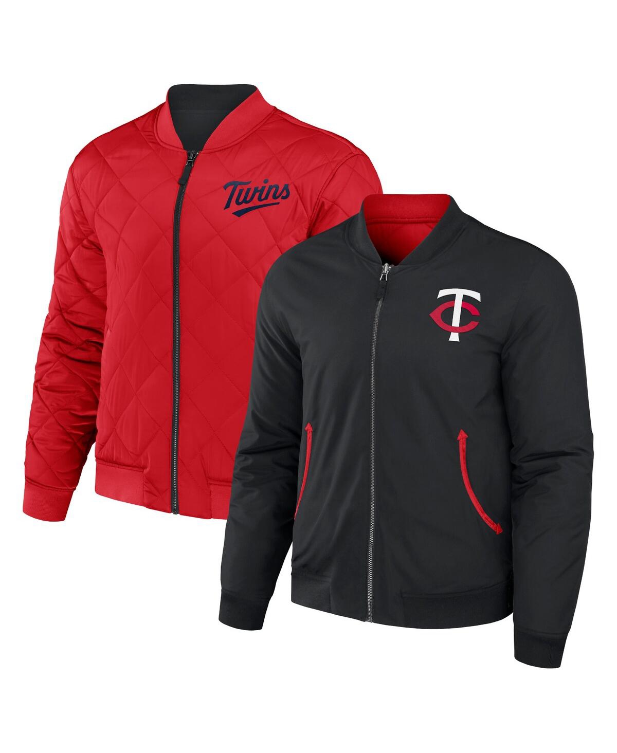 Men's Darius Rucker Collection by Fanatics Black, Red Minnesota Twins Reversible Full-Zip Bomber Jacket - Black, Red