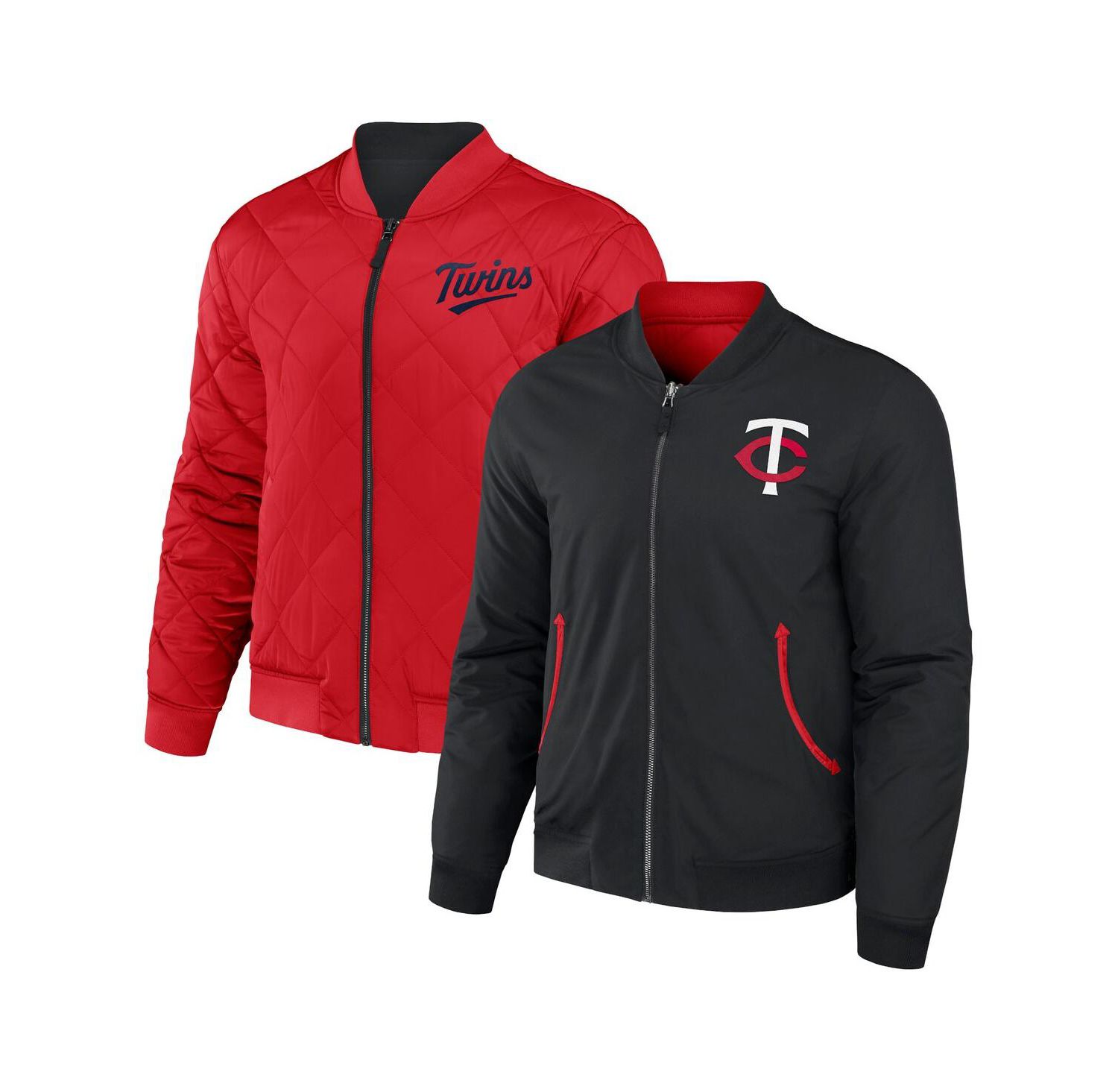 Men's Darius Rucker Collection by Black, Red Minnesota Twins Reversible Full-Zip Bomber Jacket