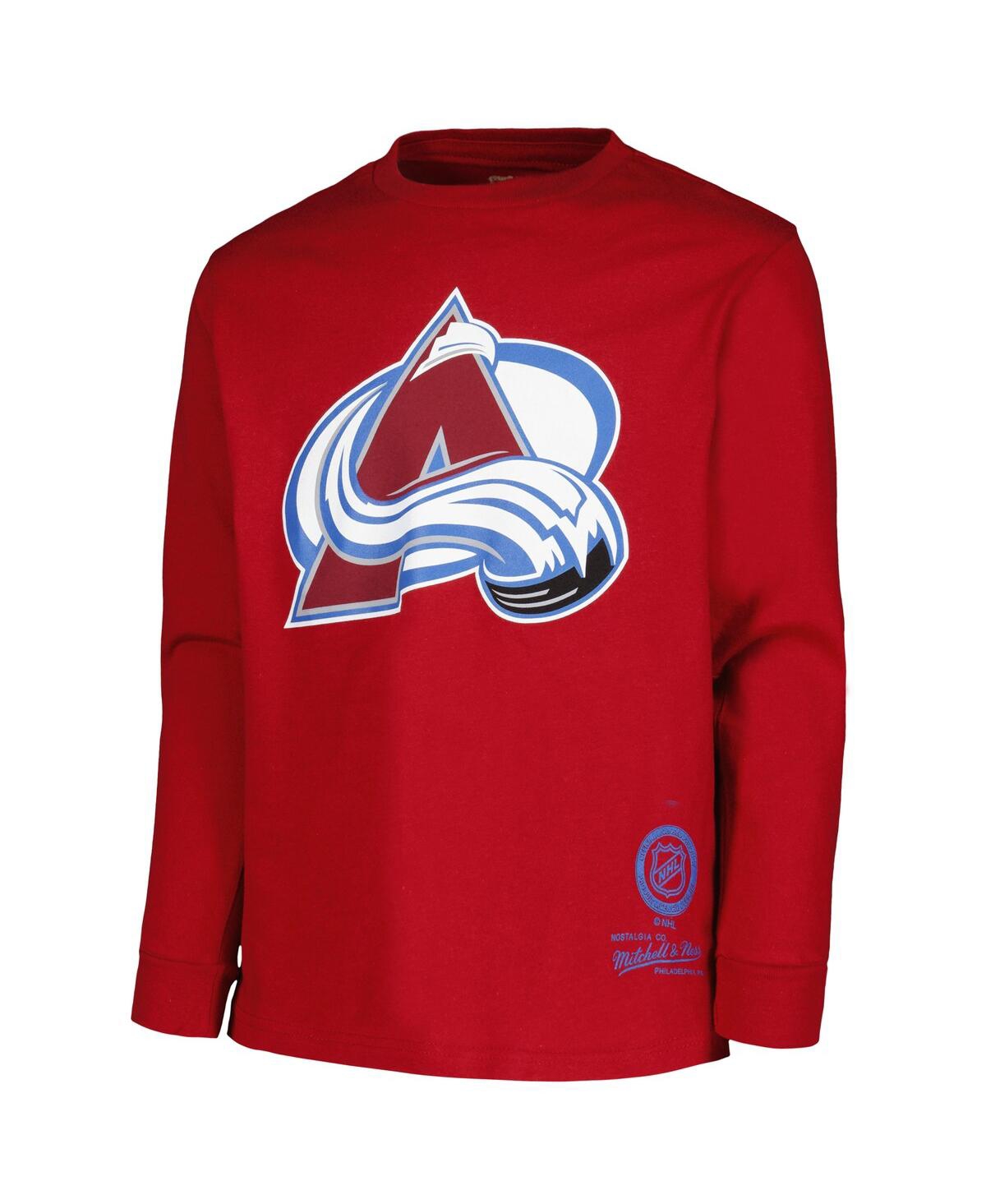 Mitchell & Ness Big Boys  Garnet Colorado Avalanche Throwback Logo Long Sleeve T-shirt In Garnet