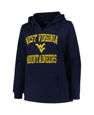 Women's Navy West Virginia Mountaineers Plus Size Heart & Soul Notch Neck Pullover Hoodie
