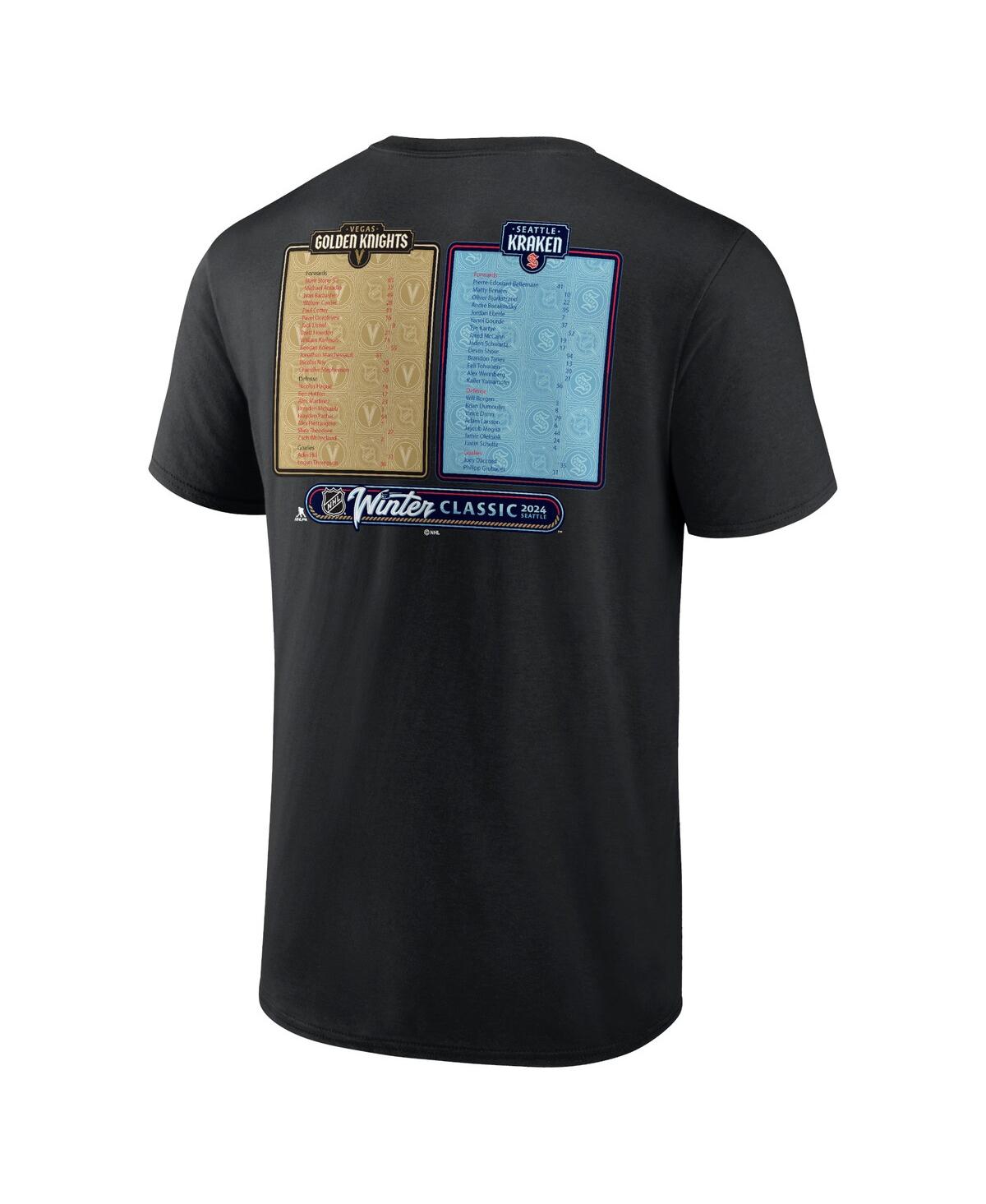 Men's FanaticsSeattle Kraken vs. Vegas Golden Knights 2024 Nhl Winter Classic Roster T-shirt - Black