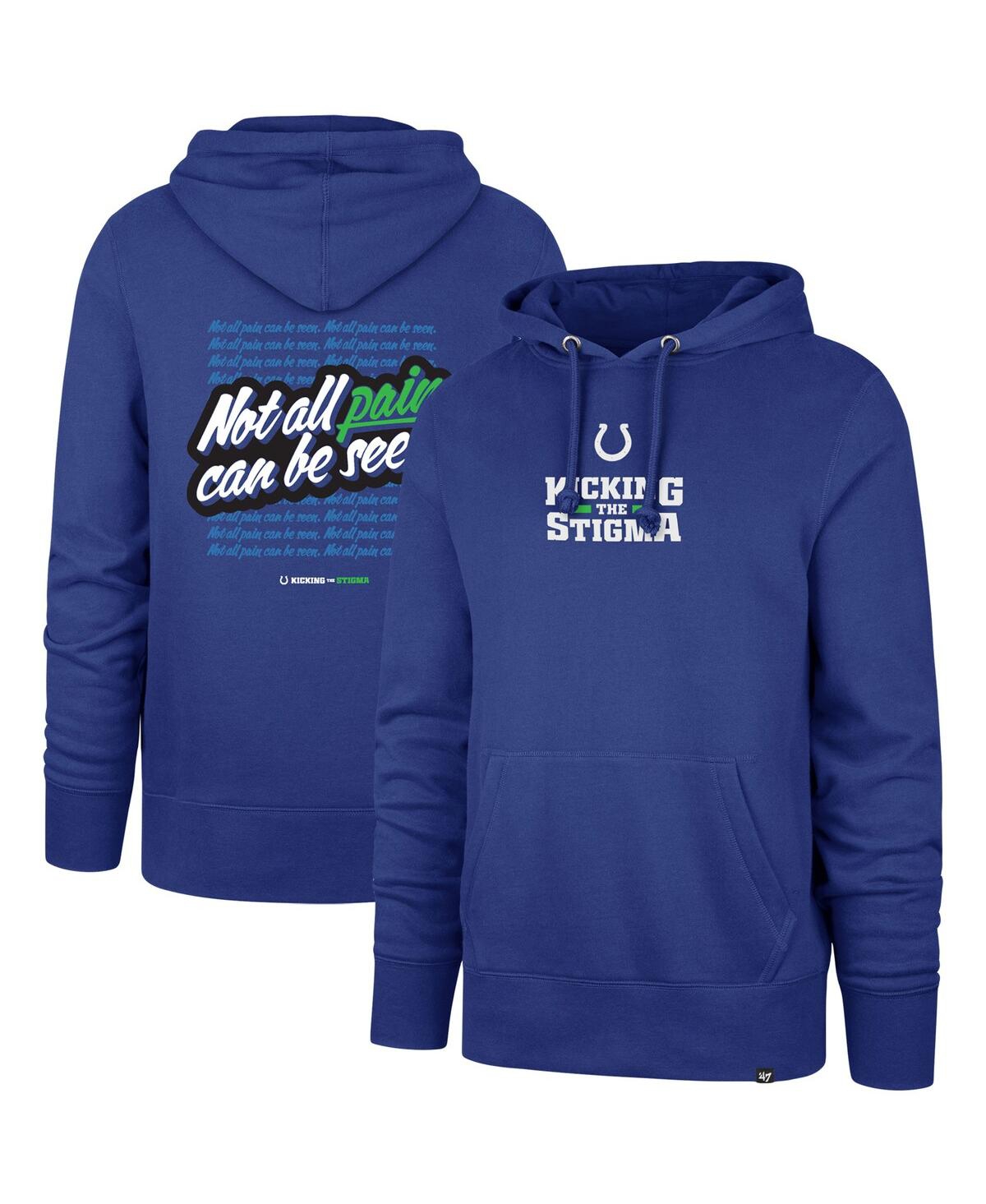 47 Brand Men's ' Royal Indianapolis Colts Not All Pain Can Be Seenâ Kicking The Stigma Pullover Hoodi
