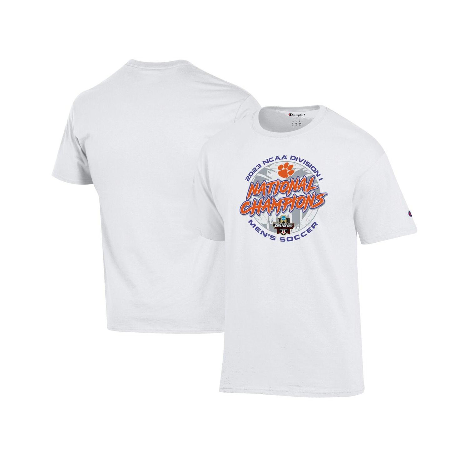 Men's and Women's White Clemson Tigers 2023 NCAA Men's Soccer National Champions Locker Room T-shirt