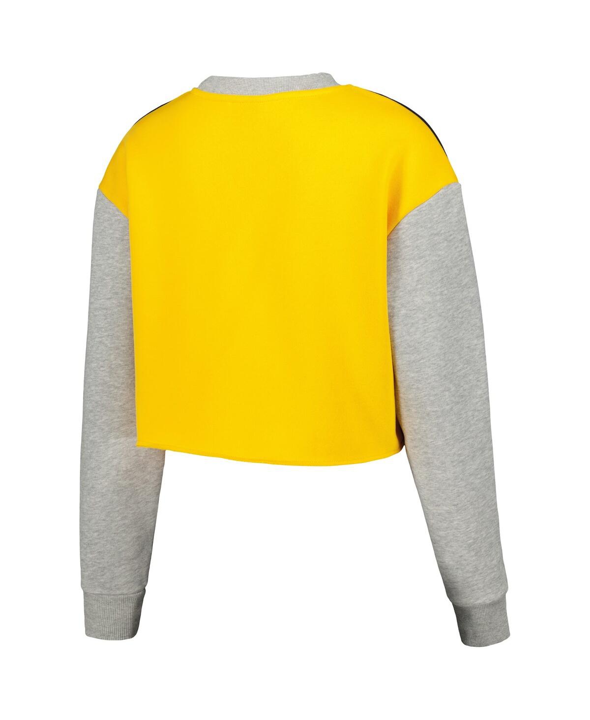 Hype And Vice Navy Michigan Wolverines Colorblock Rookie Crew Pullover Sweatshirt In Navy