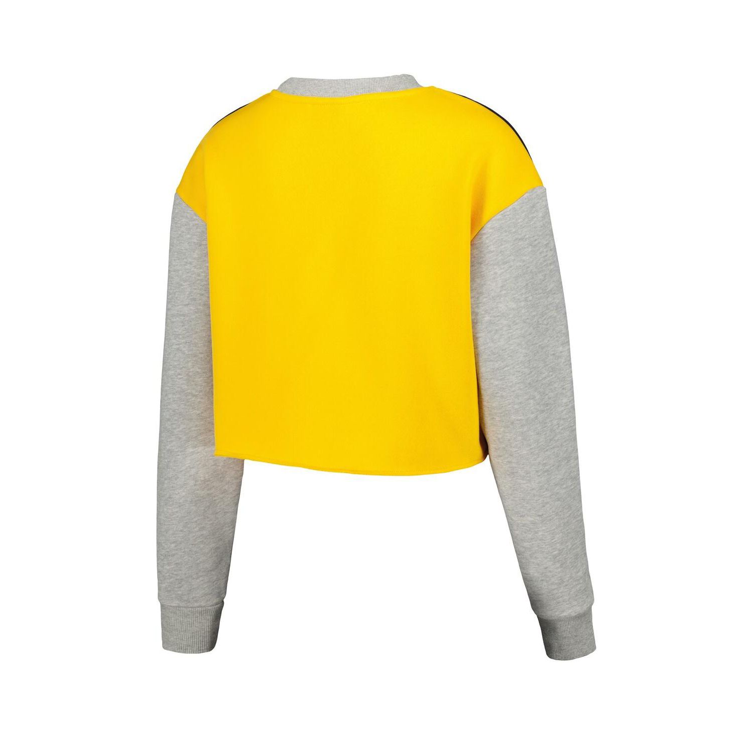 Women's Navy Michigan Wolverines Colorblock Rookie Crew Pullover Sweatshirt