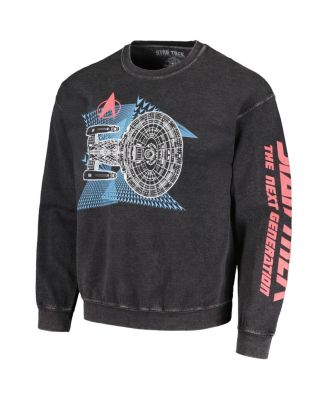Men's Black Distressed Star Trek: The Next Generation USS Enterprise-D Graphic Pullover Sweatshirt