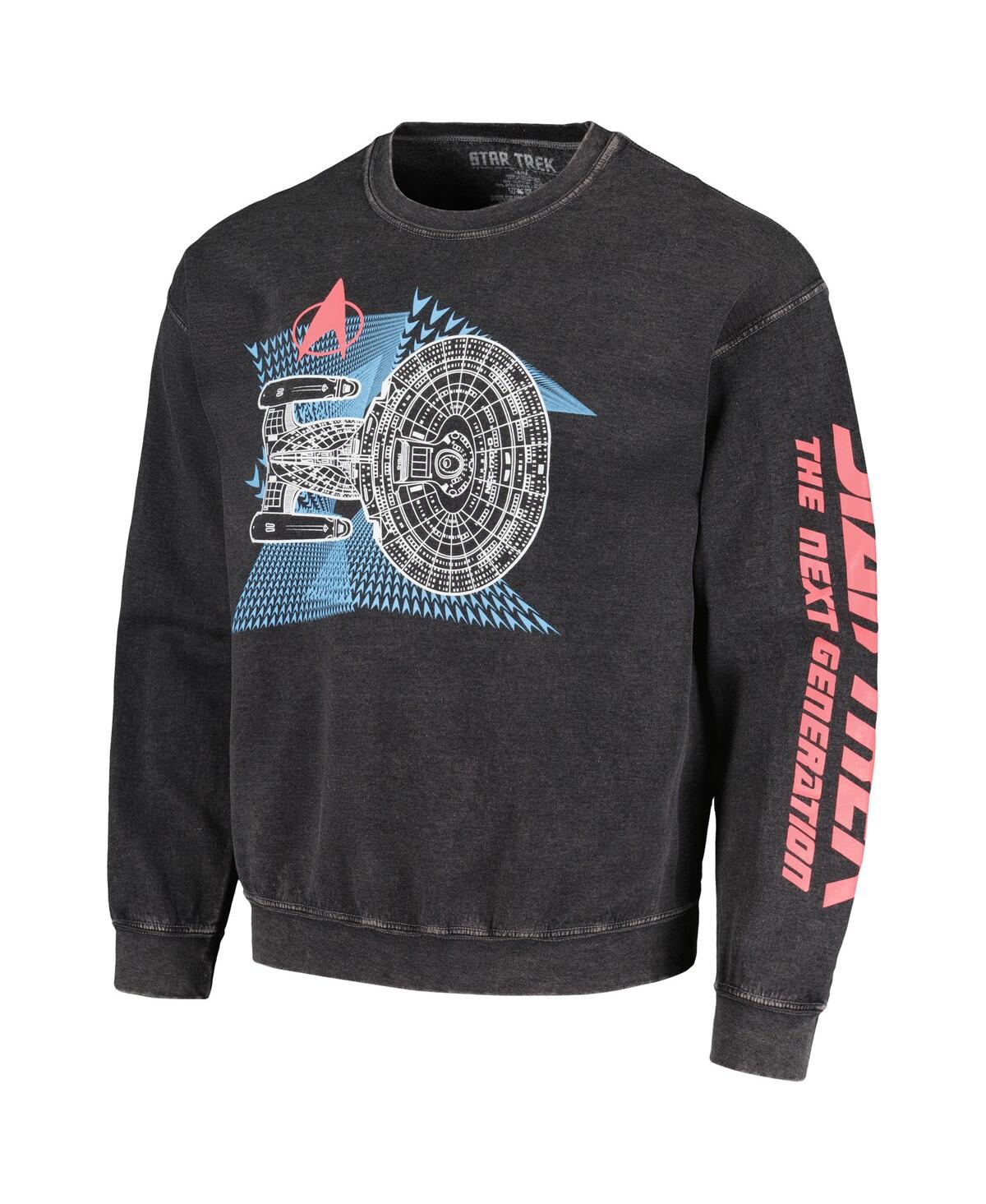 Shop Philcos Men's Black Distressed Star Trek: The Next Generation Uss Enterprise-d Graphic Pullover Sweatshirt