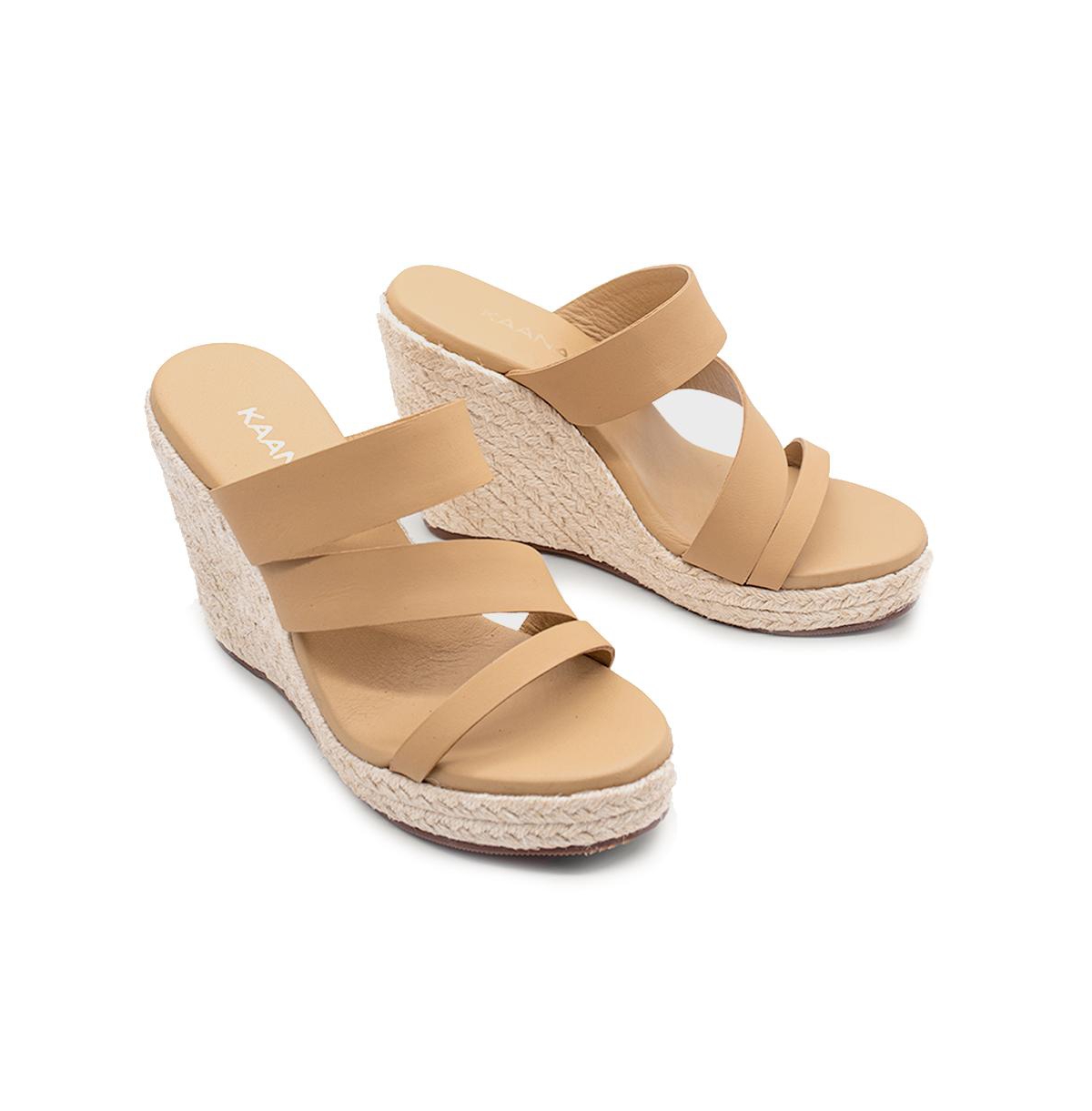 Monarch Strappy Leather Espadrille Wedge - White