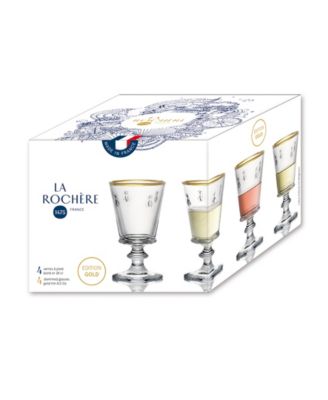 Gold Rimmed Napoleon Bee 9 oz. Wine Glass, Set of 4