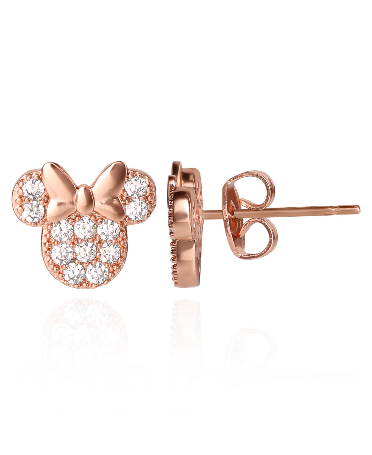 Minnie Mouse Cubic Zirconia Stud Earrings - Rose gold tone
