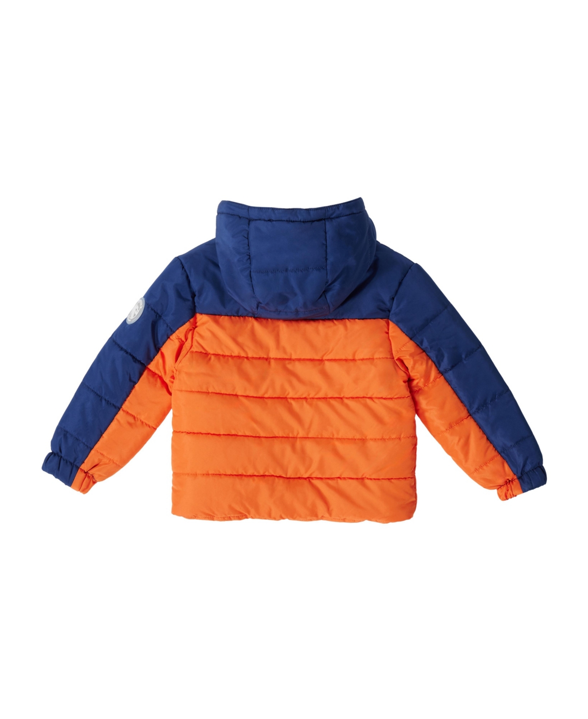Bearpaw Baby Boys Colorblock Fleece Lined Puffer Coat with Hood - Orange and navy