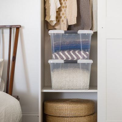 45qt Clear View Plastic Storage Bin with Lid and Latching Buckles