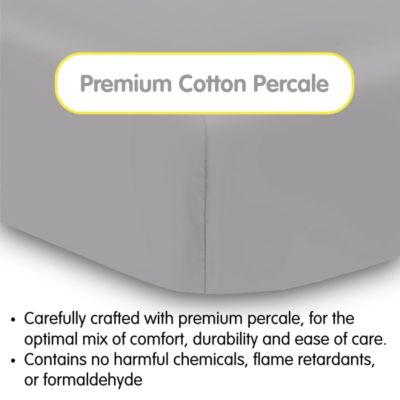 Cotton Percale Fitted Sheet, For 52" x 28" Crib & Toddler Bed Mattress (2-Pack)