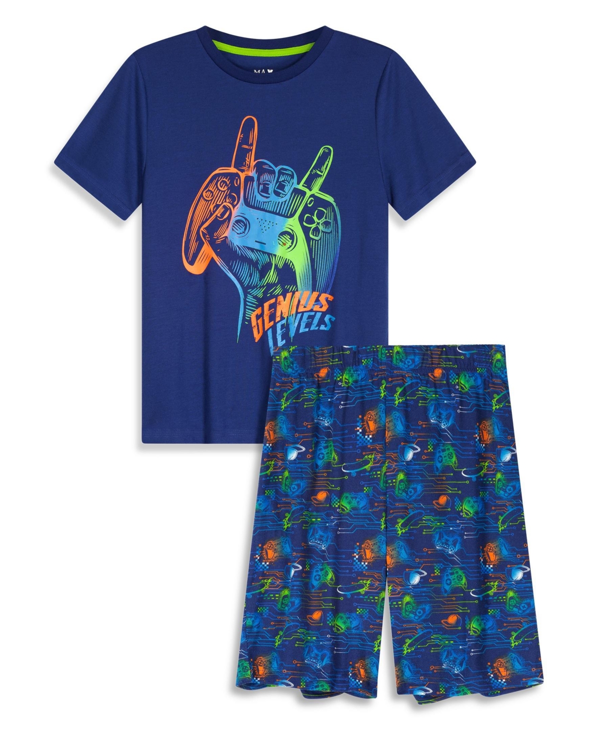 Shop Max & Olivia Boys Soft Jersey Fabric Shorts Pajama Set, 2 Piece In Navy