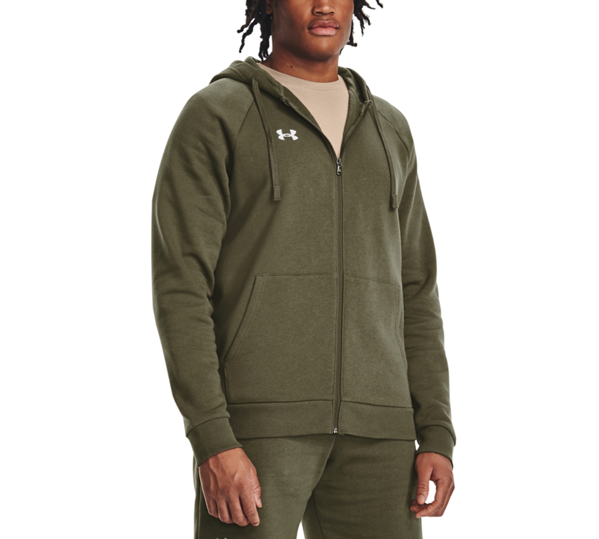 Under Armour Rival Fleece Men's Full-zip Hoodie Marine Od Green In Marine Od Green