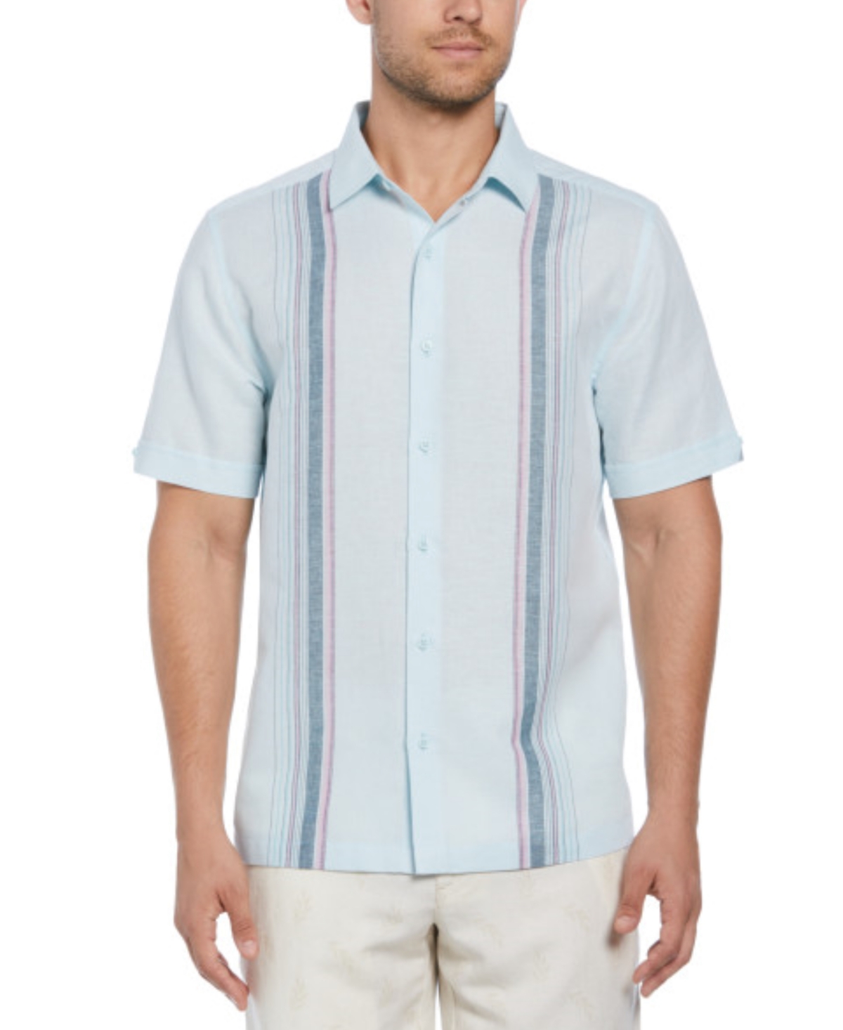 Men's Big & Tall Multicolor Panel Linen Shirt - Blueglow