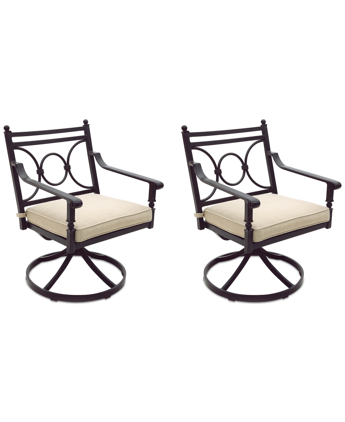 Wythburn Mix and Match Scroll Outdoor Swivel Chairs, Set of 2 -Bronze Finish