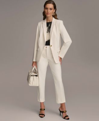 Womens One Button Blazer Slim Leg Ankle Pant