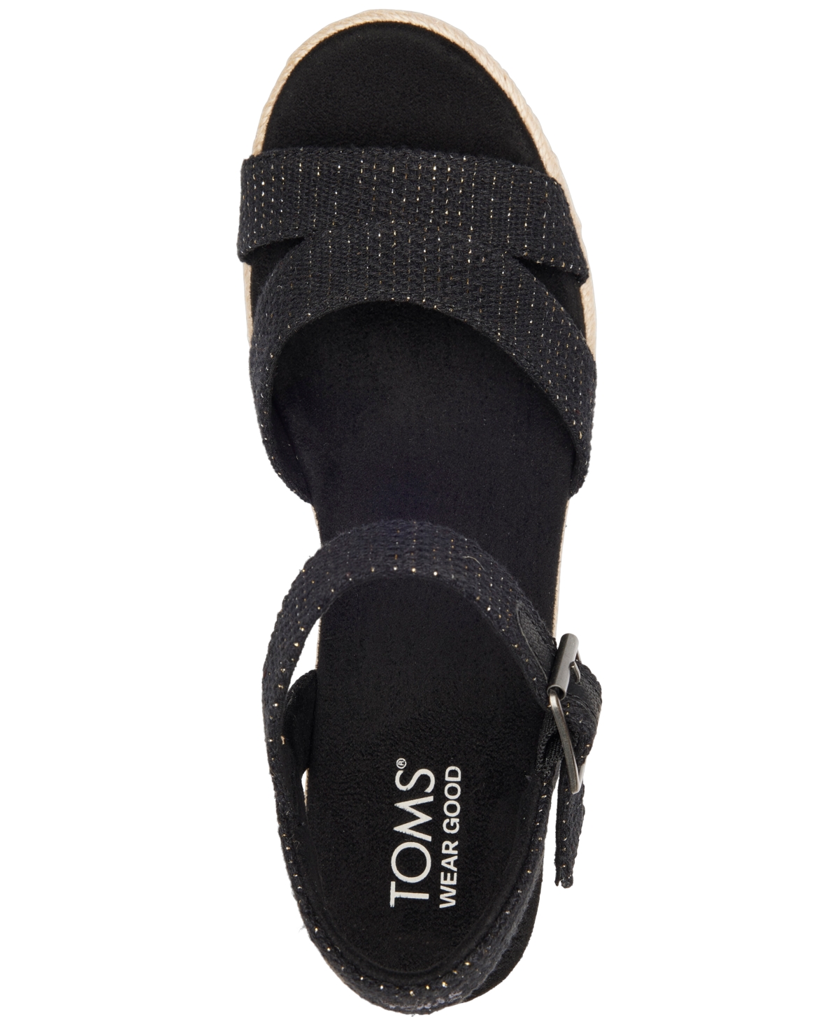Shop Toms Women's Audrey Espadrille Wedge Platform Sandals In Light Gold Metallic Leather