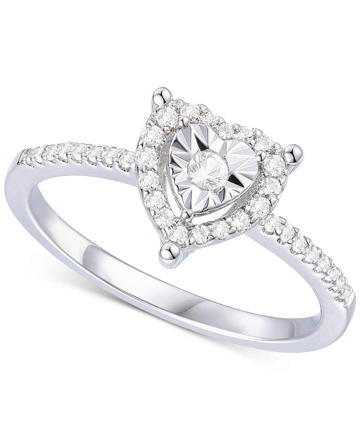 Shop Macy's Diamond Heart Halo Ring (1/4 Ct. T.w.) In Sterling Silver