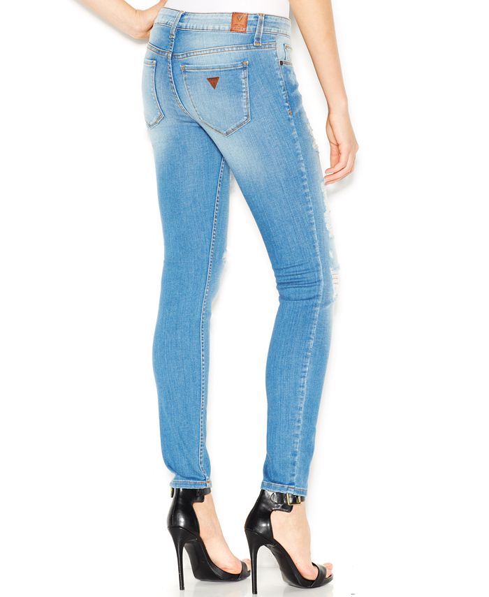 GUESS - Low-Rise Distressed Skinny Jeans, Voila Destroy Wash