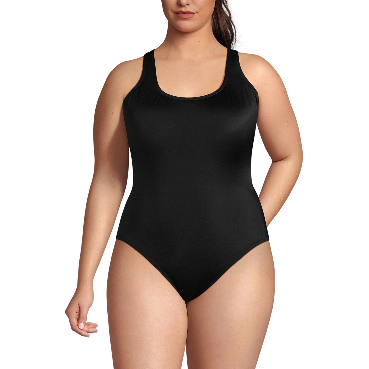 Plus Size Chlorine Resistant X-Back High Leg Soft Cup Tugless Sporty One Piece Swimsuit - Blackberry