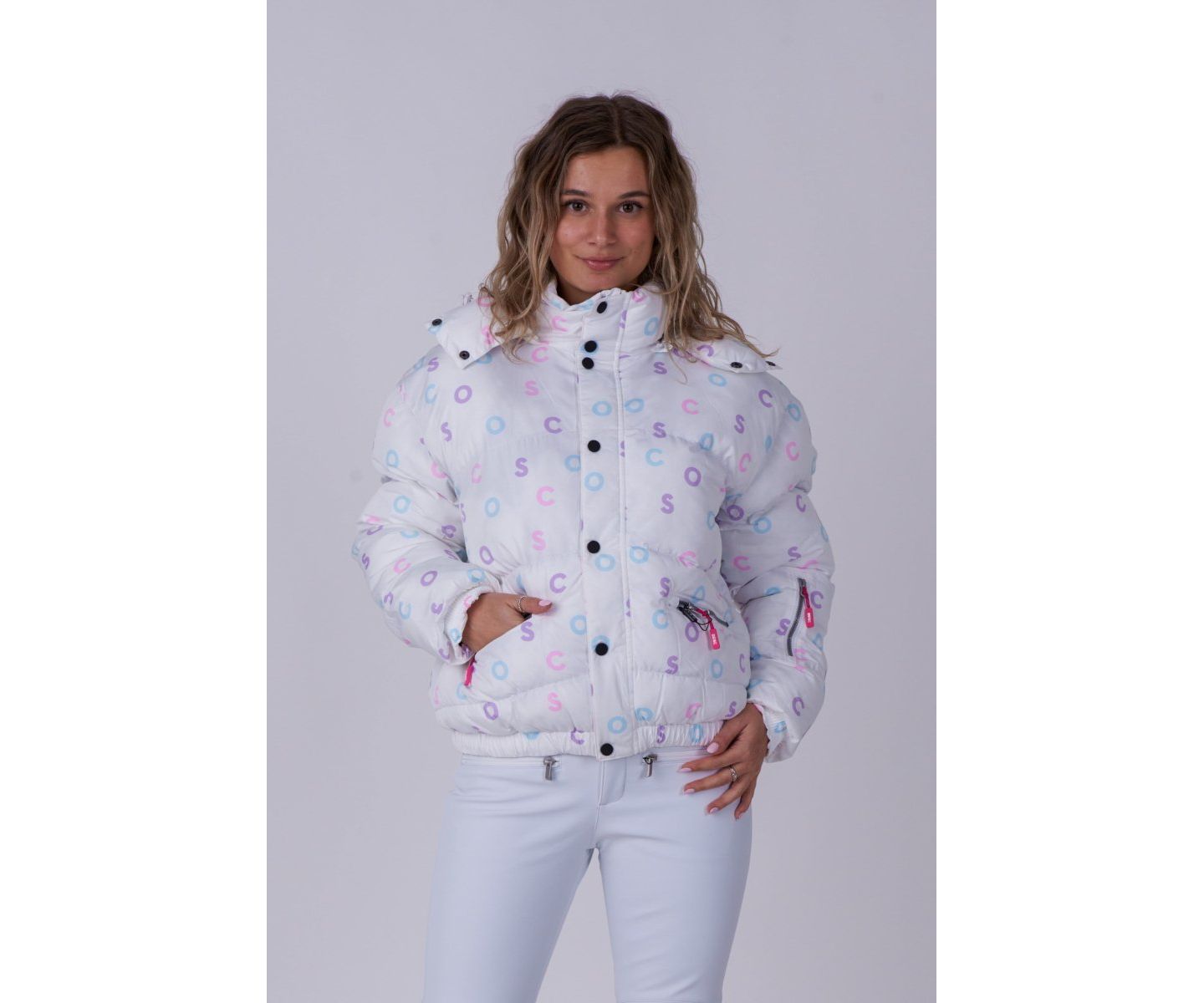 Женская куртка OOSC White Print Chic Puffer, цвет: Белый — фото 1