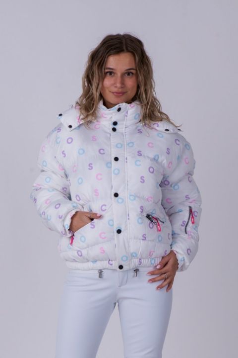 Женские куртки OOSC Women's White Print Chic Puffer Jacket
